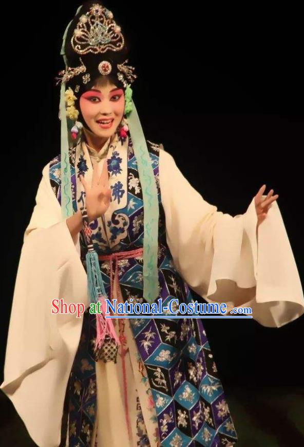 The Autumn River Chinese Beijing Opera Female Costumes Peking Opera Garment Taoist Nun Chen Miaochang Apparels and Headdress Complete Set