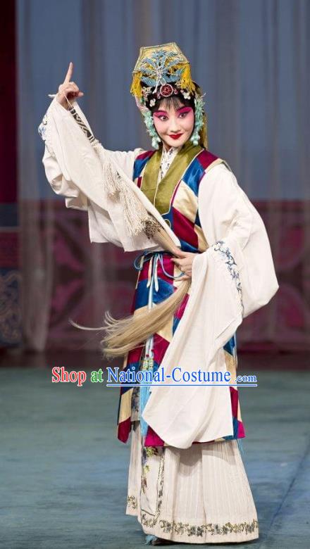 The Autumn River Chinese Beijing Opera Hua Tan Costumes Peking Opera Garment Taoist Nun Female Apparels and Headdress