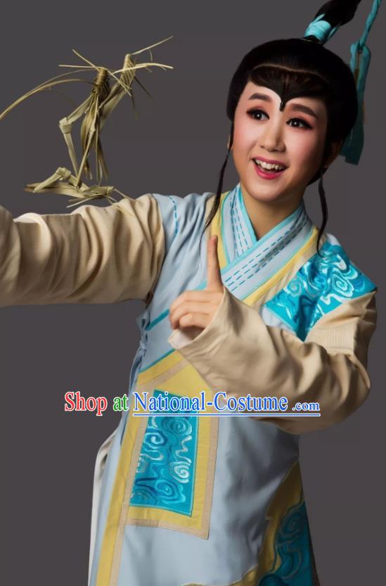 Dong Jun Qu Qi Chinese Yue Opera Wa Wa Sheng Apparels Costumes and Headwear Shaoxing Opera Young Boy Garment Clothing