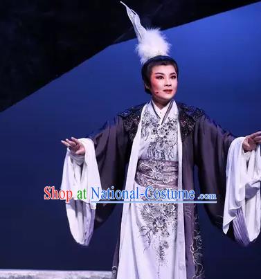 Dong Jun Qu Qi Chinese Yue Opera Niche Ku Liang Apparels Costumes and Headwear Shaoxing Opera Xiaosheng Young Male Garment Clothing