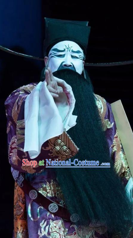 Chinese Classical Kun Opera Chancellor Official Costumes The Palace of Eternal Youth Apparels Peking Opera Old Man Garment Embroidered Robe and Hat