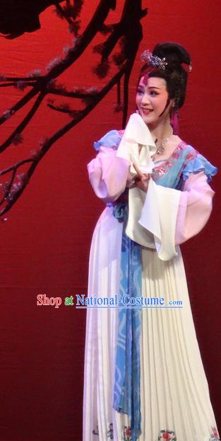 Chinese Shaoxing Opera Young Lady Dress Shuang Fei Yi Apparels Yue Opera Xiao Dan Garment Maidservant Costumes and Hair Accessories