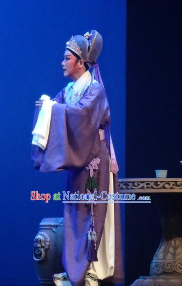 Chinese Shaoxing Opera Xiao Sheng Costumes Yue Opera Shuang Fei Yi Garment Niche Scholar Li Shangyin Apparels and Hat