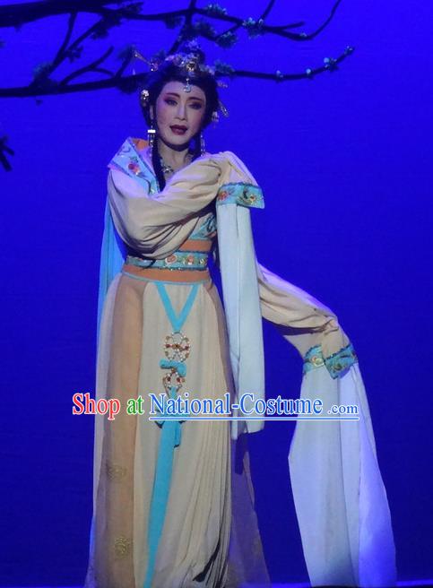 Chinese Shaoxing Opera Patrician Lady Dress Shuang Fei Yi Apparels Yue Opera Hua Tan Garment Wang Yanmei Costumes and Hair Accessories