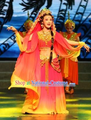 Chinese Shaoxing Opera Dance Dress Apparels and Headdress The Love of Maritime Silk Road Yue Opera Actress Garment Young Lady Costumes