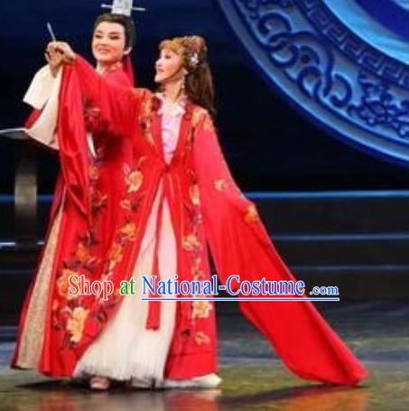 Chinese Shaoxing Opera Actress Wedding Dress Costumes and Headpieces The Love of Maritime Silk Road Yue Opera Young Female Sai Liya Apparels Garment