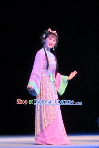 Chinese Shaoxing Opera Country Girl Li Da Dress Garment and Headpiece Bady from the Sea Yue Opera Xiaodan Apparels Costumes