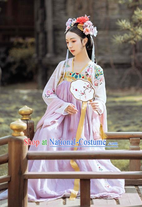 Traditional Chinese Tang Dynasty Hanfu Dress Embroidered Garment Ancient Royal Princess Court Lady Historical Costumes