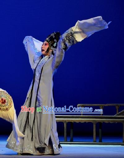 The Purple Hairpin Chinese Kun Opera Tsing Yi Actress Costumes Peking Opera Hua Tan Garment Apparels Huo Xiaoyu Dress and Hair Accessories