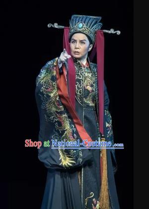 Chinese Yue Opera Eunuch Liu Jin Costumes and Headwear Shaoxing Opera Official Embroidered Robe Garment Apparels