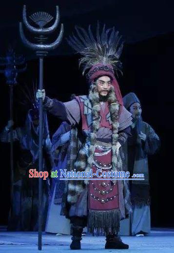 Wang Yangming Chinese Yue Opera Laosheng Costumes and Headwear Shaoxing Opera Eldely Male Garment Chieftain Apparels