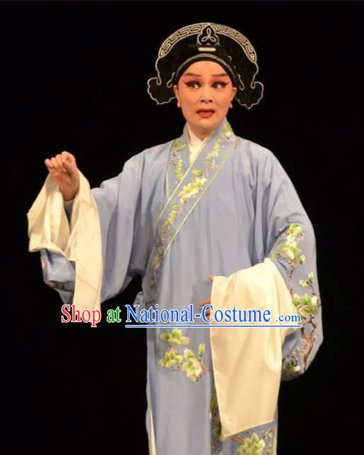 Chinese West Wing to Remember Classical Kun Opera Young Male Garment and Hat Peking Opera Xiao Sheng Yu Shuye Apparels Costumes