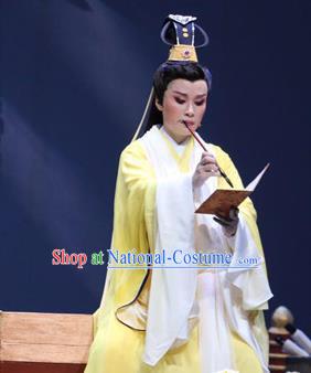 Chinese Yue Opera Scholar Wang Huizhi Wu Yi Lane Garment Costumes and Headwear Shaoxing Opera Xiaosheng Young Male Apparels