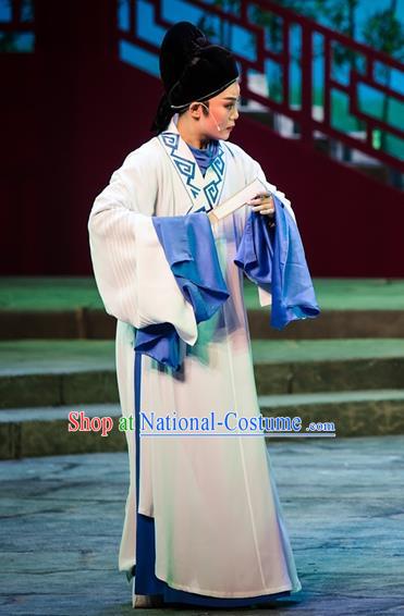 Chinese Yue Opera Young Male Apparels and Headwear Ren Heart Medicine Shaoxing Opera Physician Chen Shigong Garment Costumes