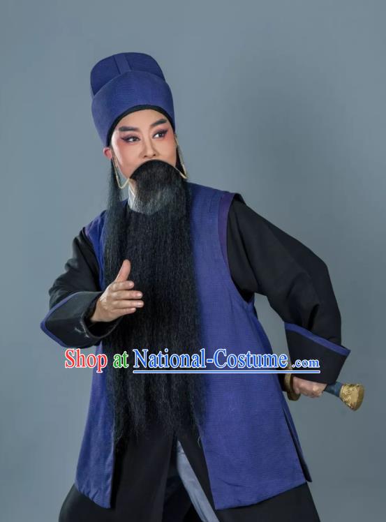 Chinese Yue Opera Swordsman Apparels and Hat Shaoxing Opera Wusheng Martial Man Garment Baozheng Tears Zhao Hu Costumes