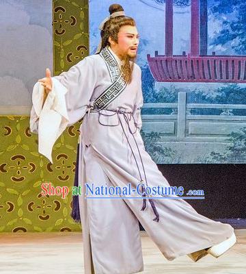 Hua Zhong Jun Zi Chinese Yue Opera Elderly Male Apparels and Headwear Shaoxing Opera Laosheng Garment Costumes