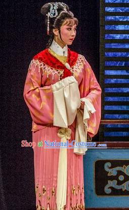 Chinese Shaoxing Opera Hua Tan Pink Dress Apparels Costumes and Hair Accessories Yue Opera Hua Zhong Jun Zi Noble Lady Garment