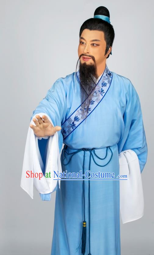 Hua Zhong Jun Zi Chinese Yue Opera Laosheng Apparels and Headwear Shaoxing Opera Elderly Male Scholar Garment Costumes