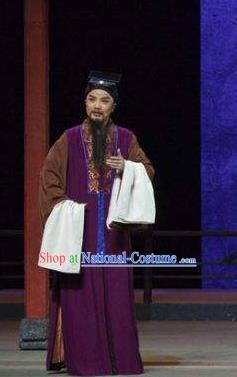 Chinese Yue Opera Tuan Yuan Zhi Hou Laosheng Costumes and Hat Shaoxing Opera Elderly Man Garment Apparels