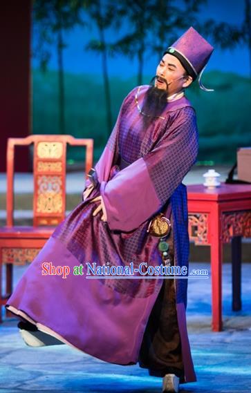 Chinese Yue Opera Laosheng Apparels and Headwear Ren Heart Medicine Shaoxing Opera Elderly Male Garment Landlord Costumes