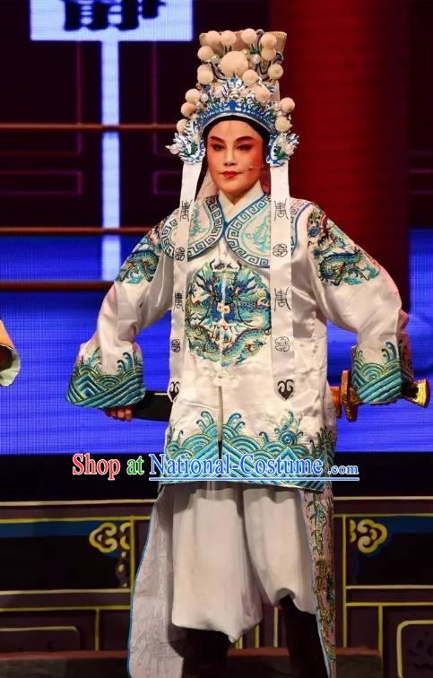 Chinese Yue Opera Wusheng Bodyguard Apparels Costumes and Headwear Shaoxing Opera Tian Dao Zheng Yi Takefu Garment