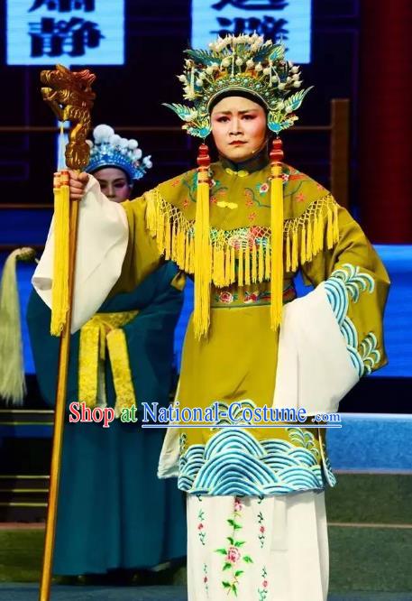 Chinese Shaoxing Opera Elderly Female Dress Garment and Headdress Tian Dao Zheng Yi Yue Opera Dowager Countess Laodan Apparels Costumes