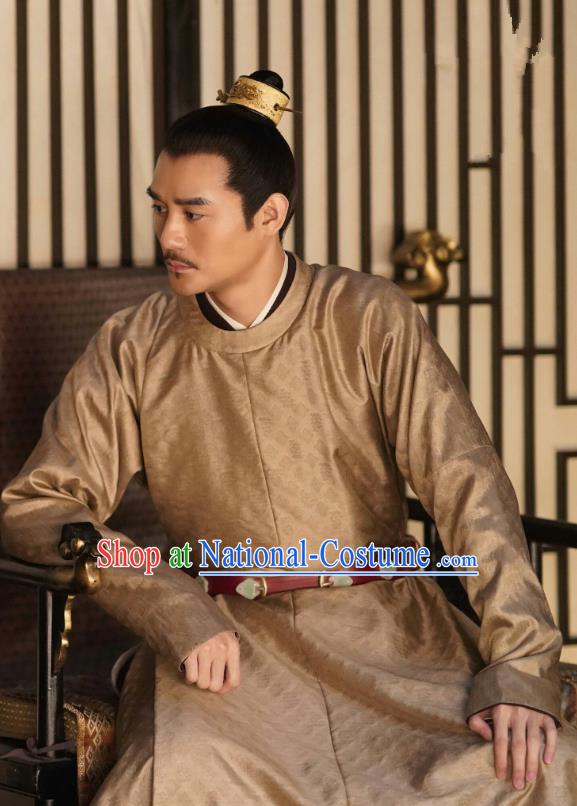 Traditional Chinese Song Dynasty Emperor Historical Costumes and Headpieces Drama Serenade of Peaceful Joy Ancient Renzong Apparels