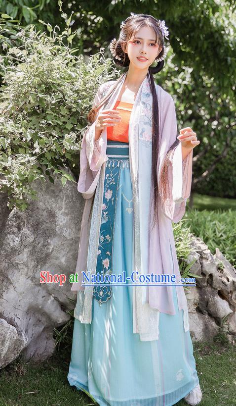 Chinese Ancient Song Dynasty Embroidered Hanfu Dress Noble Lady Historical Costumes Traditional Garment