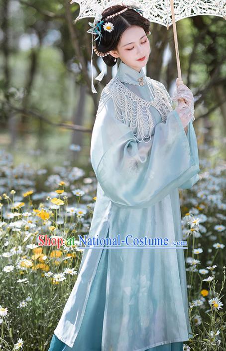 Chinese Traditional Garment Ancient Ming Dynasty Noble Lady Historical Costumes Embroidered Hanfu Dress