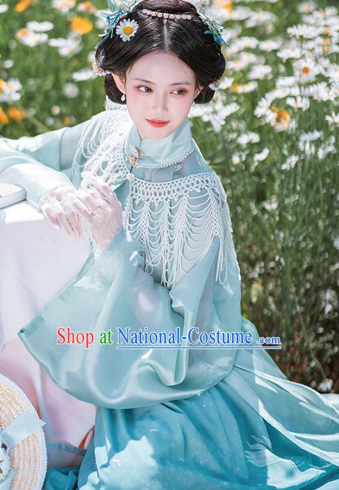 Chinese Traditional Garment Ancient Ming Dynasty Noble Lady Historical Costumes Embroidered Hanfu Dress