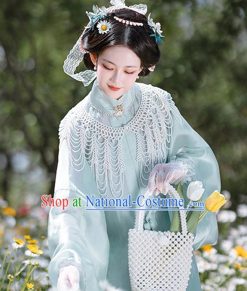 Chinese Traditional Garment Ancient Ming Dynasty Noble Lady Historical Costumes Embroidered Hanfu Dress