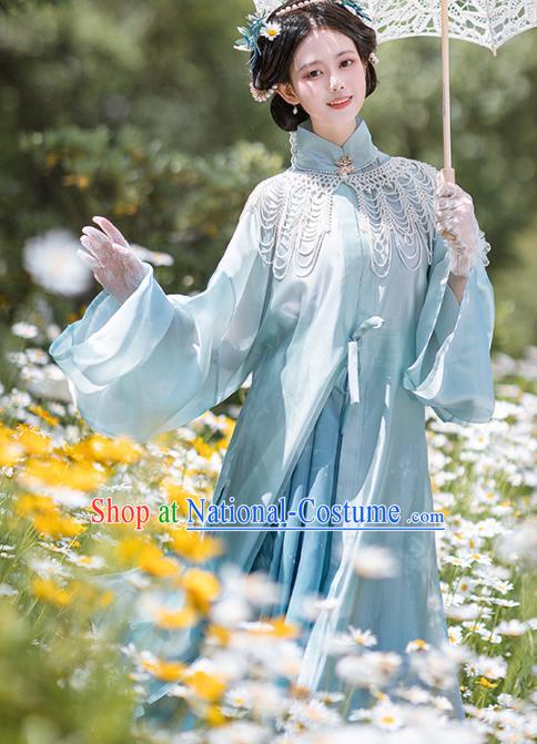 Chinese Traditional Garment Ancient Ming Dynasty Noble Lady Historical Costumes Embroidered Hanfu Dress