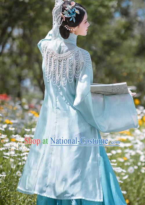 Chinese Traditional Garment Ancient Ming Dynasty Noble Lady Historical Costumes Embroidered Hanfu Dress