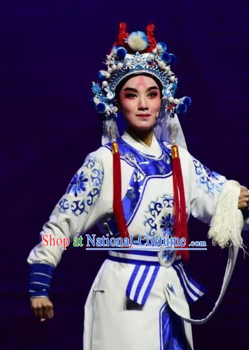 Xianglian Case Chinese Yue Opera Wusheng Garment Apparels and Headwear Shaoxing Opera Martial Man Takefu Costumes