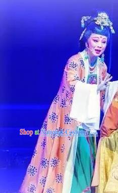 Chinese Shaoxing Opera Queen Dress Apparels Costumes and Hair Accessories Cang Sheng Yue Opera Noble Empress Garment