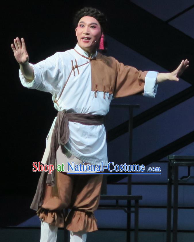 Wu Gu Niang Chinese Yue Opera Poor Servant Costumes and Headwear Shaoxing Opera Garment Young Man Xu Atian Apparels