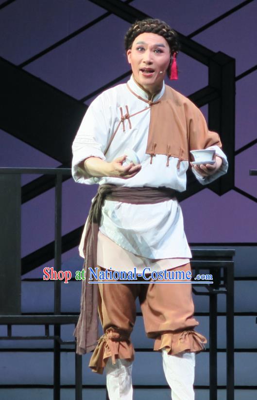 Wu Gu Niang Chinese Yue Opera Poor Servant Costumes and Headwear Shaoxing Opera Garment Young Man Xu Atian Apparels