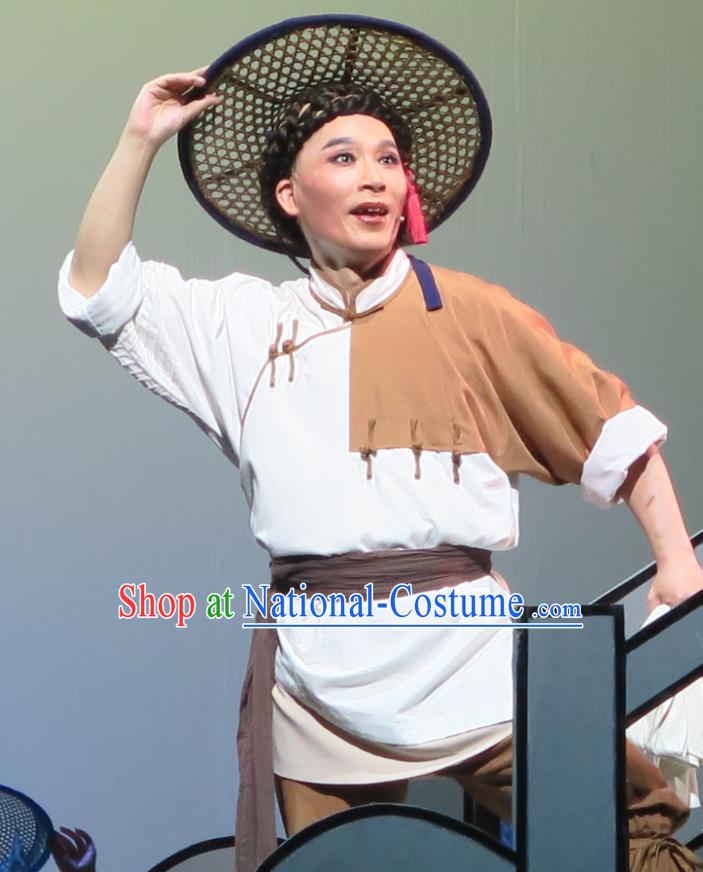 Wu Gu Niang Chinese Yue Opera Poor Servant Costumes and Headwear Shaoxing Opera Garment Young Man Xu Atian Apparels