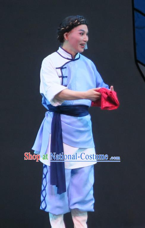 Wu Gu Niang Chinese Yue Opera Xiaosheng Garment Apparels and Headwear Shaoxing Opera Young Male Servant Xu Atian Costumes