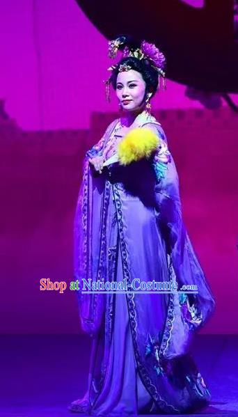 Chinese Shaoxing Opera Elderly Dan Dress Costumes and Headpieces Hu Po Yuan Yue Opera Garment Countess Noble Dame Apparels