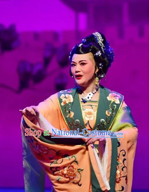 Chinese Shaoxing Opera Countess Dress Costumes and Headpieces Hu Po Yuan Yue Opera Garment Elderly Female Apparels