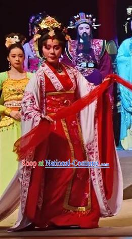 Chinese Shaoxing Opera Hua Tan Dress Costumes and Headpieces Hu Po Yuan Yue Opera Actress Jin Sulan Garment Apparels