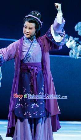 Chinese Shaoxing Opera Elderly Female Dress Costumes and Headpieces Bai Yun Yuan Yue Opera Laodan Garment Apparels