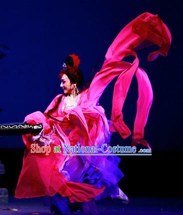 A Chinese Ghost Story Shaoxing Opera Fairy Apparels Costumes and Headpieces Yue Opera Hua Tan Red Dress Garment