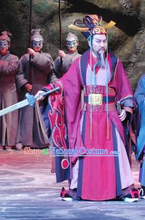 The Orphan of Zhao Chinese Yue Opera Elderly Male Garment and Headwear Shaoxing Opera Jinling King Costumes Apparels