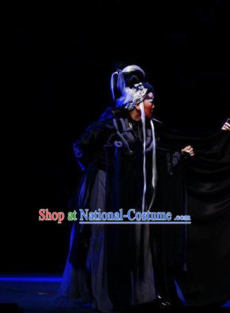 A Chinese Ghost Story Shaoxing Opera Monster Heishan Apparels Costumes and Headdress Yue Opera Elderly Woman Dress Garment