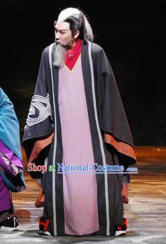 The Orphan of Zhao Chinese Yue Opera Laosheng Garment and Headwear Shaoxing Opera Elderly Male Apparels Costumes