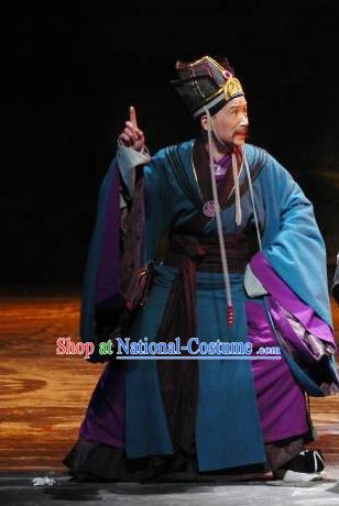 The Orphan of Zhao Chinese Yue Opera Minister Garment and Headwear Shaoxing Opera Elderly Male Official Apparels Costumes