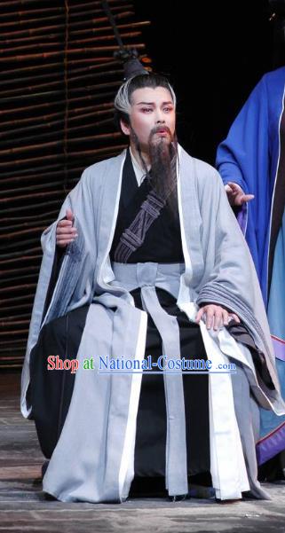 The Orphan of Zhao Chinese Yue Opera Minister Cheng Ying Garment Costumes and Headwear Shaoxing Opera Elderly Male Apparels