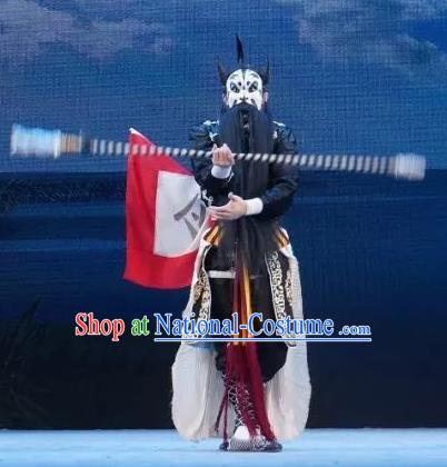 Bai Sui Gua Shuai Chinese Yue Opera Wusheng Apparels and Headwear Shaoxing Opera Jing Role Takefu Garment Costumes